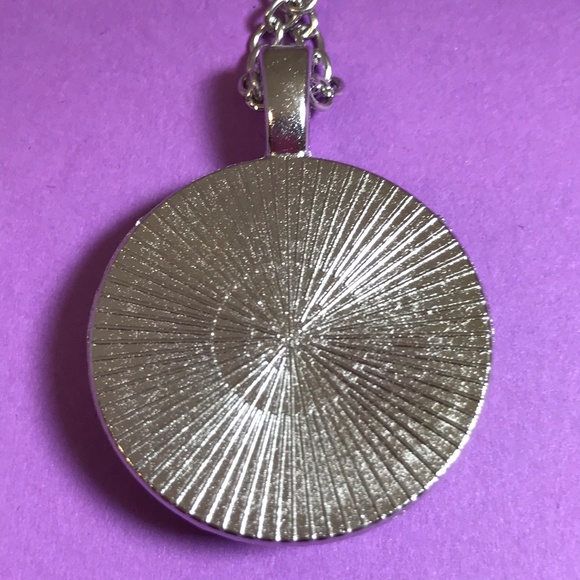 Cat Under Yellow Umbrella Silver Tone Necklace - Picture 4 of 5